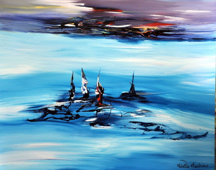 Painting titled "Un rêve bleu" by Adelia Martins, Original Artwork, Acrylic