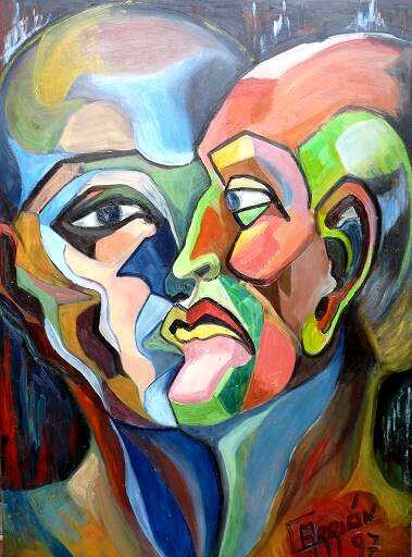 Pintura titulada "las dos caras" por Adelina Carrion, Obra de arte original