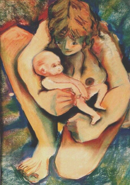 Pintura titulada "maternidad" por Adelina Carrion, Obra de arte original