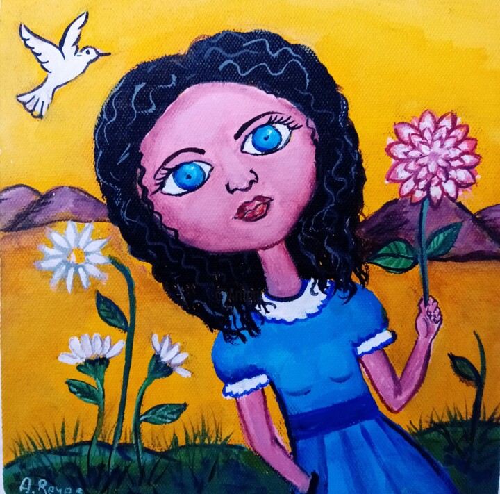 Schilderij getiteld "Tania" door Adelina Reyes, Origineel Kunstwerk, Acryl