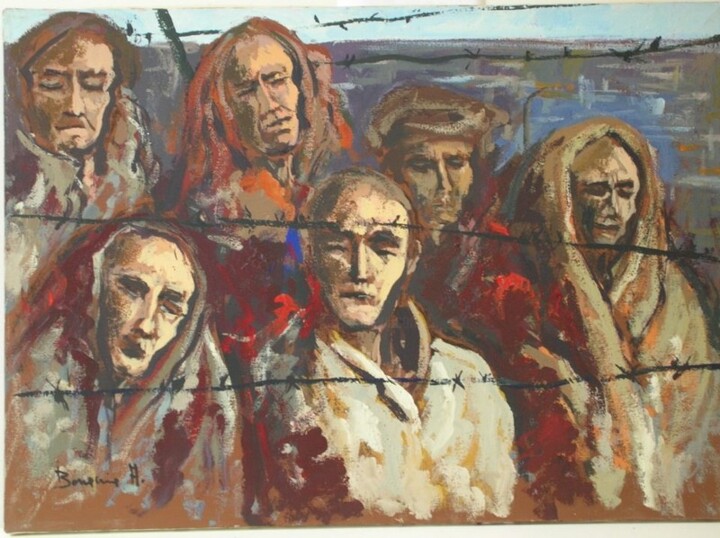 Pittura intitolato "Auschwitz" da Adelio Bonacina, Opera d'arte originale