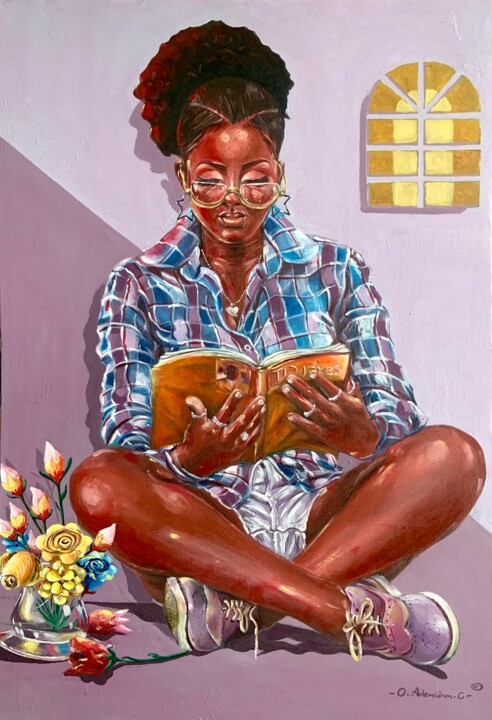 Pintura intitulada "In her Bouquet 💐" por Ademidun Ogundele, Obras de arte originais, Acrílico