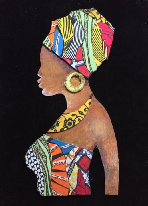 Textile Art titled "THE PRIDE OF AFRICA" by Adenuga Adebusola, Original Artwork, Fabric