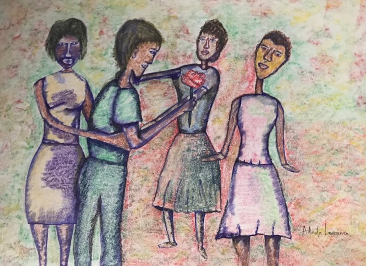 Pintura intitulada "Mrs.Right" por Adeola Lawrence, Obras de arte originais, Pastel