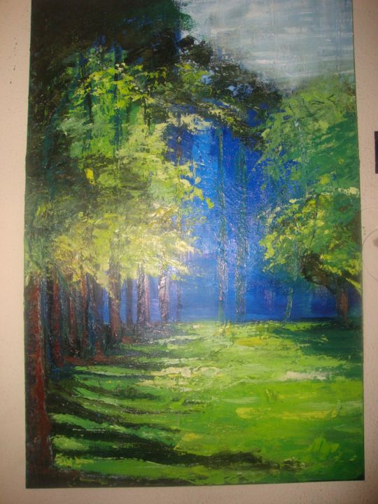 Painting titled "lonely path" by Aderemai, Original Artwork, Oil