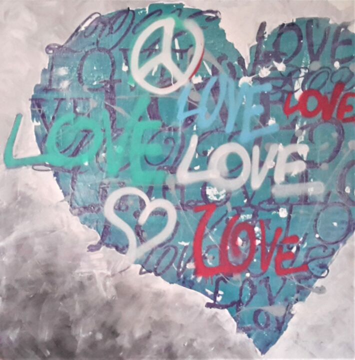 Peinture intitulée "LOVE PEACE" par Aderita Silva, Œuvre d'art originale, Acrylique