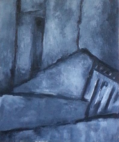 Painting titled "The Wall" by Adriana Gidea, Original Artwork, Oil