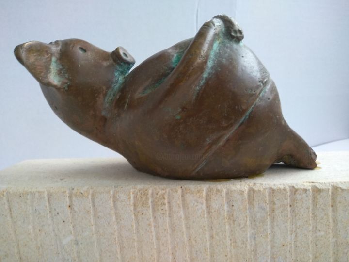 Sculpture intitulée "Dreamer pig." par Putură Adrian, Œuvre d'art originale, Métaux