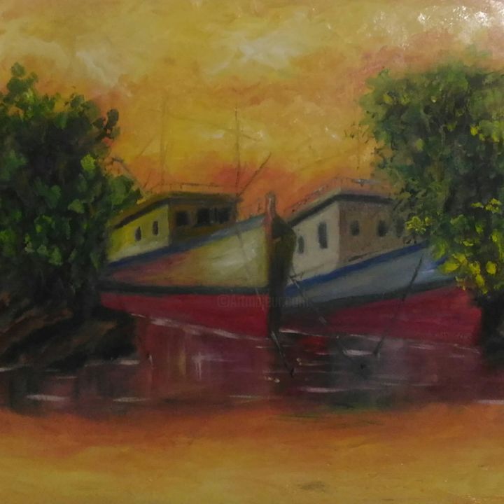 Pintura intitulada "Mares" por Adilson Pinto, Obras de arte originais, Óleo