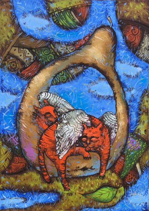 Peinture intitulée "les Lions" par Aditi Andreieva, Œuvre d'art originale, Huile