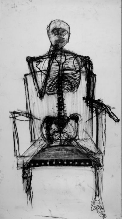 Dessin intitulée "Squelette 3" par Adk, Œuvre d'art originale, Fusain