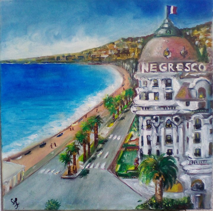 Malerei mit dem Titel "Promenade des anges" von Lin, Original-Kunstwerk, Öl