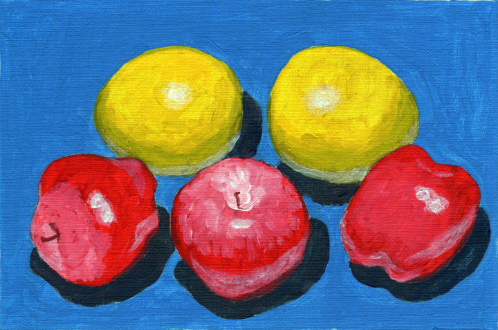 Painting titled "Fruits 2" by Billy Pratama Sunarta, Original Artwork, Acrylic Mounted on Wood Stretcher frame