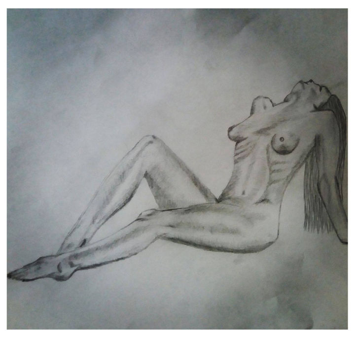 Drawing titled "Natural woman" by Akj, Original Artwork, Pencil
