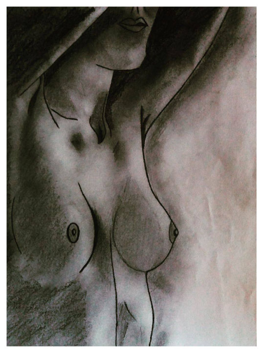 Dessin intitulée "Naked women" par Akj, Œuvre d'art originale, Crayon