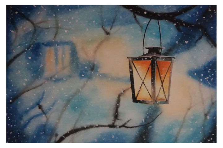 Peinture intitulée "Magic of the winter" par Akj, Œuvre d'art originale, Aquarelle