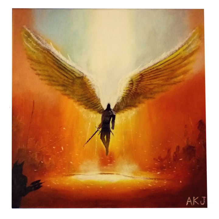 Peinture intitulée "Archangel Michael" par Akj, Œuvre d'art originale, Acrylique