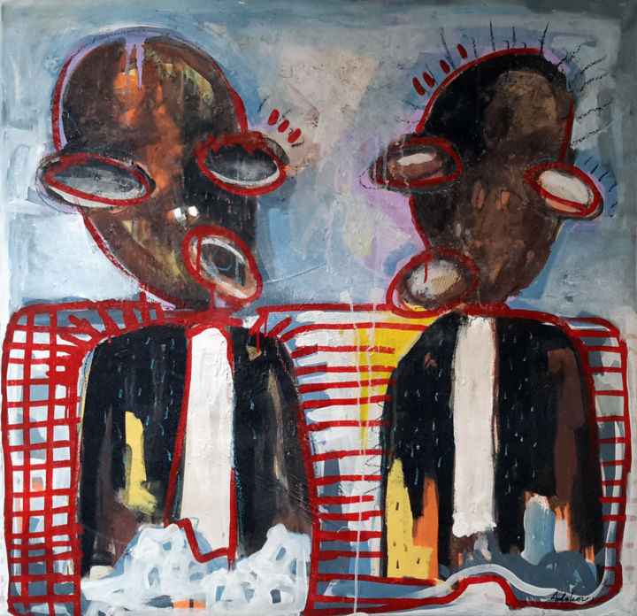 Картина под названием "Les avocats. The la…" - Adokou Sana Kokouvi, Подлинное произведение искусства, Акрил