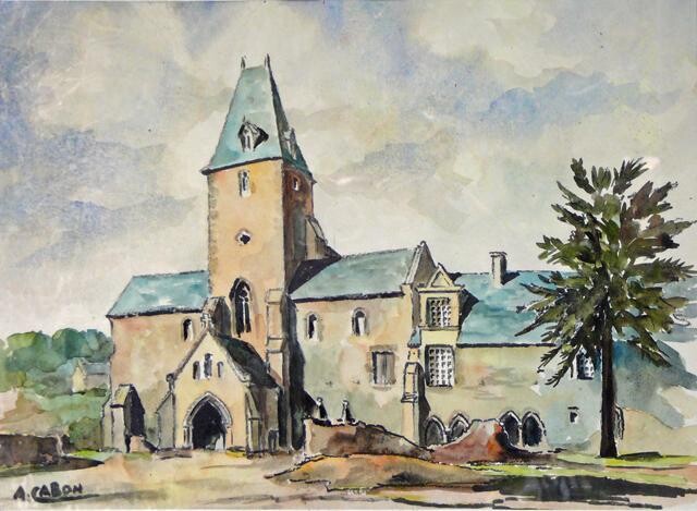 Painting titled "Lonlay l'Abbaye (Or…" by Adolphe Cabon, Original Artwork