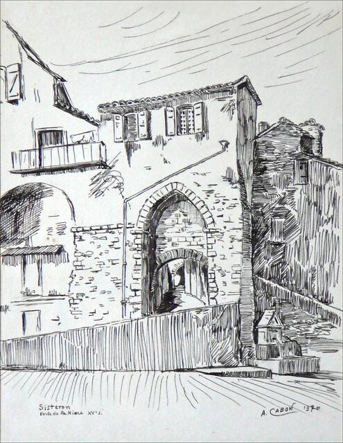 Drawing titled "Sisteron Porte de l…" by Adolphe Cabon, Original Artwork