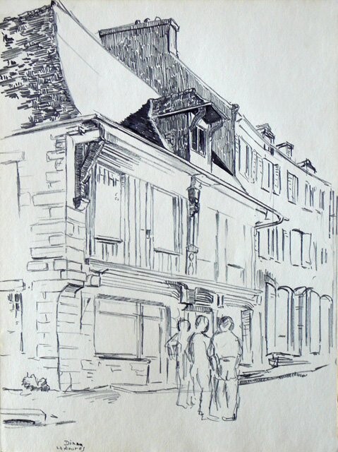 Drawing titled "Dinan (Côtes d'Armo…" by Adolphe Cabon, Original Artwork