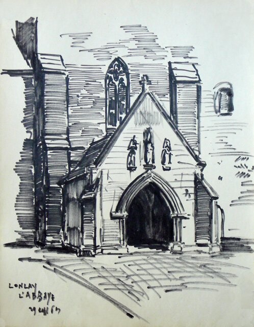 Drawing titled "Lonlay l'Abbaye (Or…" by Adolphe Cabon, Original Artwork