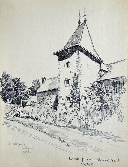 Drawing titled "La Ville Guérin - C…" by Adolphe Cabon, Original Artwork