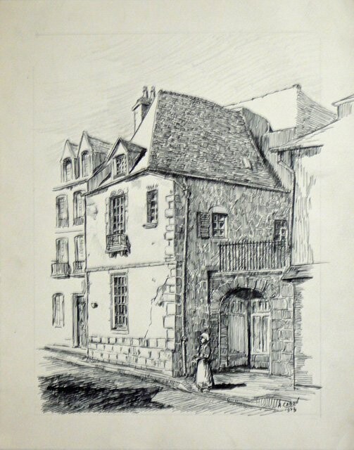 Dessin intitulée "Maison 7 rue du cyg…" par Adolphe Cabon, Œuvre d'art originale