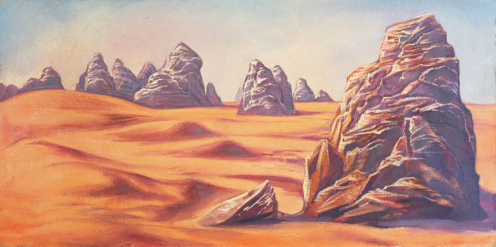 Painting titled "Таинственная пустыня" by Aleksandr Saiapin, Original Artwork, Tempera