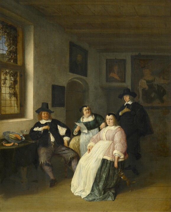 Pintura titulada "La famille De Goyer…" por Adriaen Van Ostade, Obra de arte original, Oleo