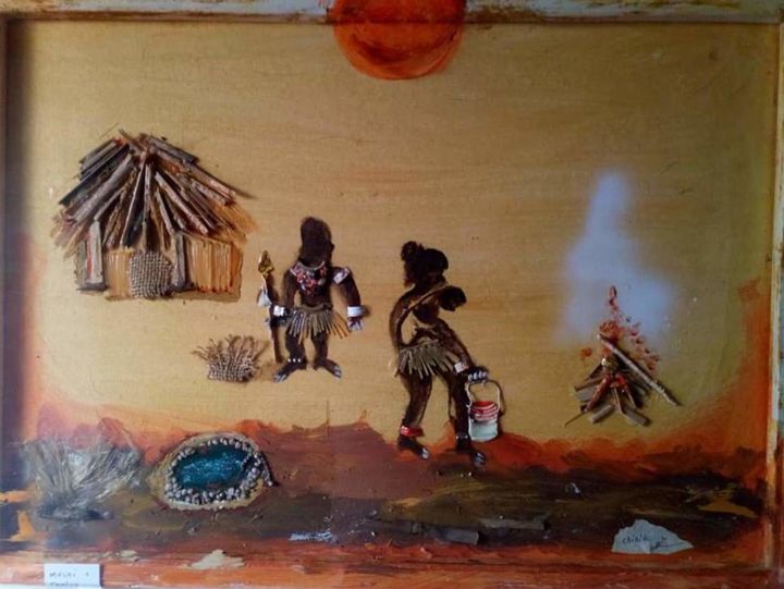 Painting titled "Masai family" by Adrian Chiriac, Original Artwork