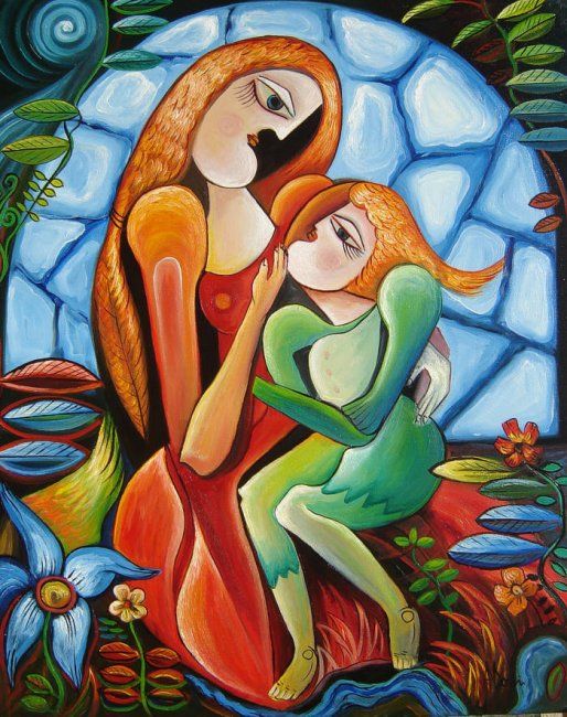 Painting titled "Maternity" by Adrian Doni, Original Artwork, Oil