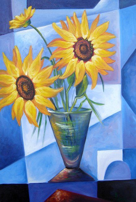 Painting titled "Flower 7" by Adrian Doni, Original Artwork, Oil