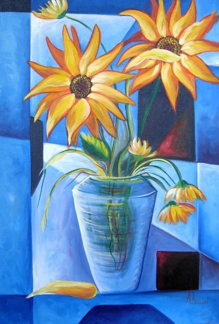 Painting titled "Flower 8" by Adrian Doni, Original Artwork, Oil