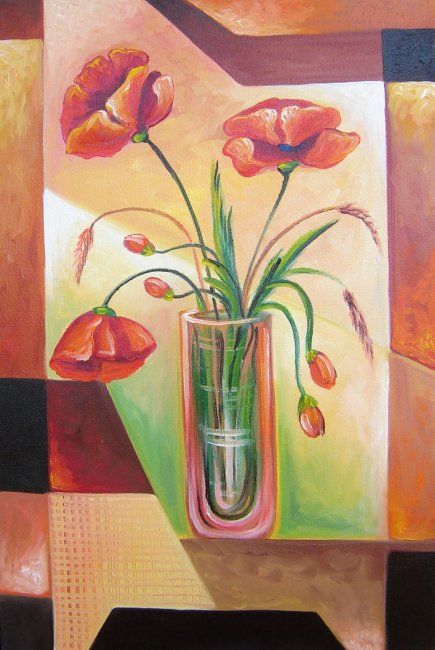 Painting titled "Flower 10" by Adrian Doni, Original Artwork, Oil