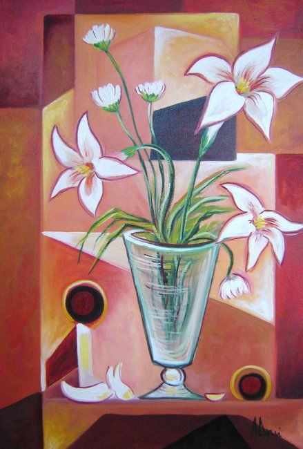Painting titled "Flower 11" by Adrian Doni, Original Artwork, Oil