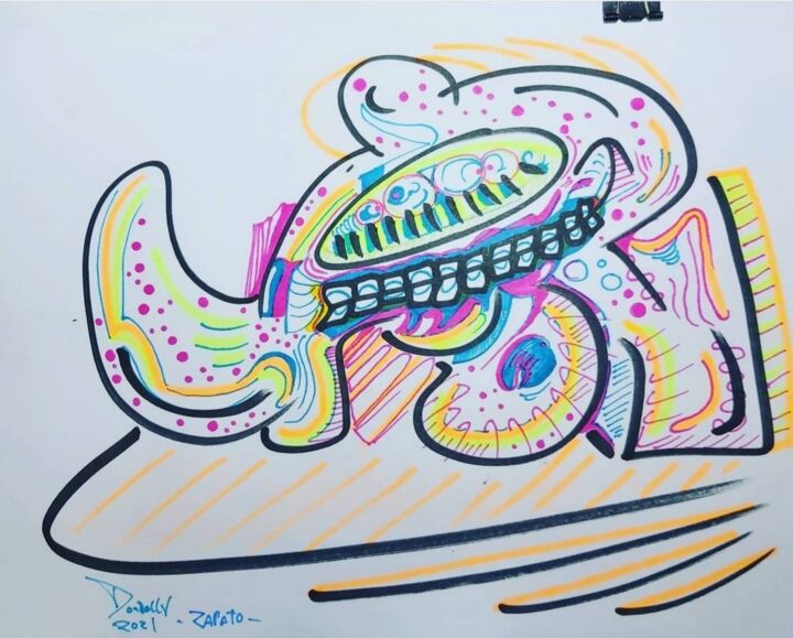 Pintura titulada "Zapatito" por Adrian Dordelly, Obra de arte original, Rotulador