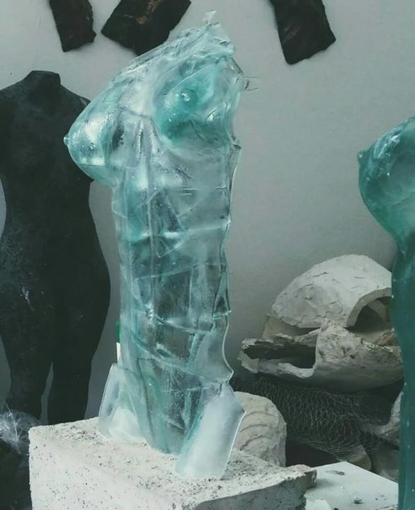 Sculpture titled "Torso" by Adrian Marok, Original Artwork, Glass