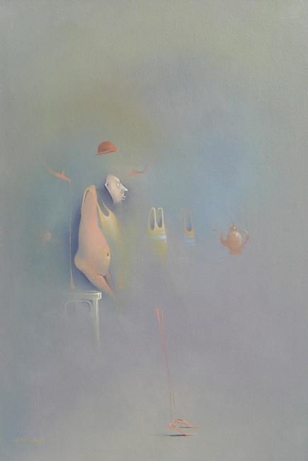 Painting titled "Tea Pot" by Adrian Paiu, Original Artwork, Oil
