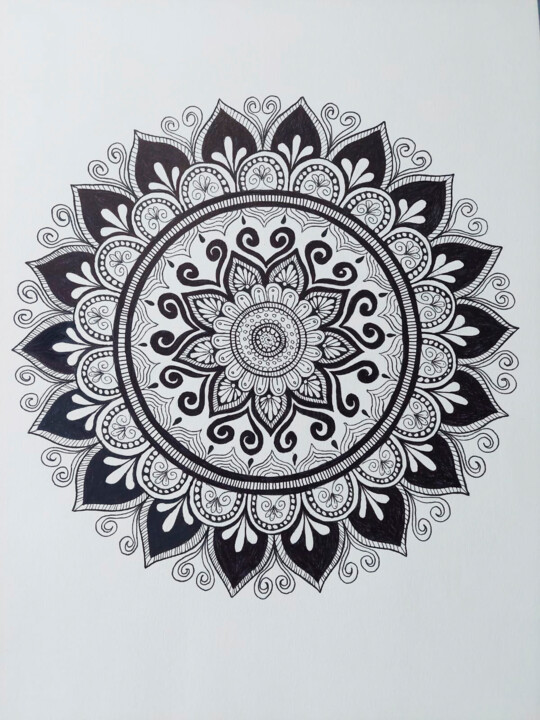 Desenho intitulada "Mandala Decisões" por Adriana Assanuma, Obras de arte originais, Tinta