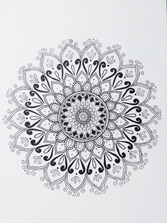 Desenho intitulada "Mandala Presença" por Adriana Assanuma, Obras de arte originais, Tinta