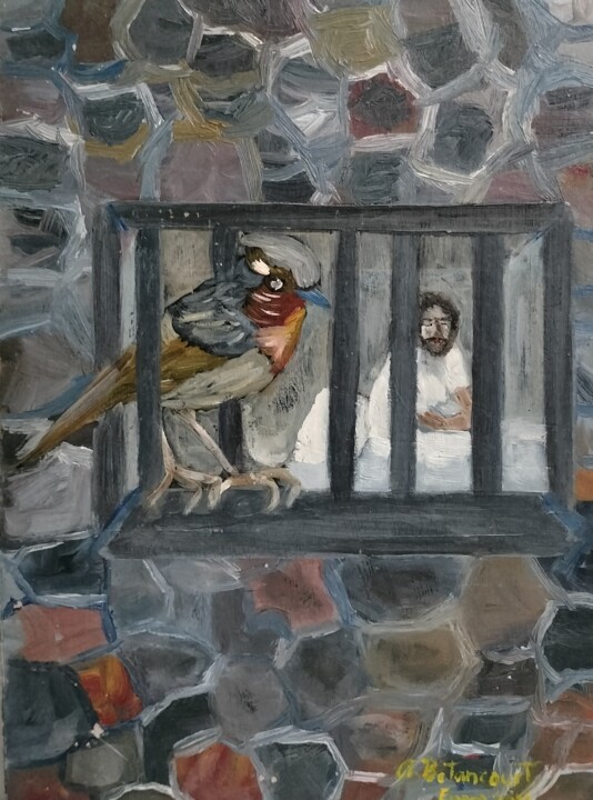 Pintura titulada "Cárcel" por Adriana Betancourt, Obra de arte original, Oleo