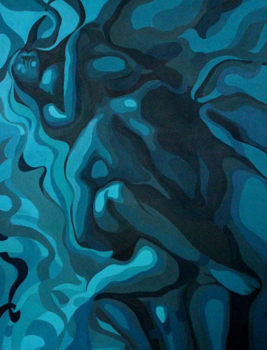 Pintura titulada "turquoise love" por Adriana Bogdanova, Obra de arte original, Oleo