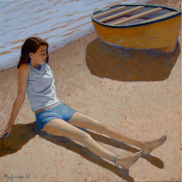 Painting titled "Bote" by Adriana Mufarrege, Original Artwork, Oil