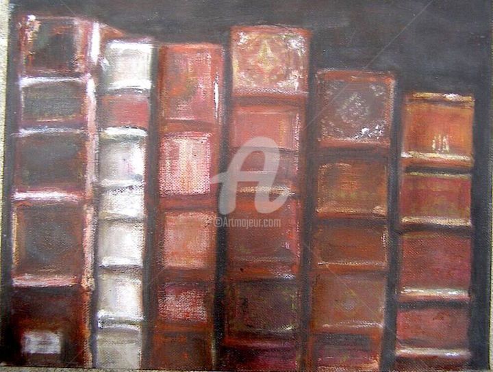 Pittura intitolato "Collection books.jpg" da Adriana Fratila, Opera d'arte originale, Olio