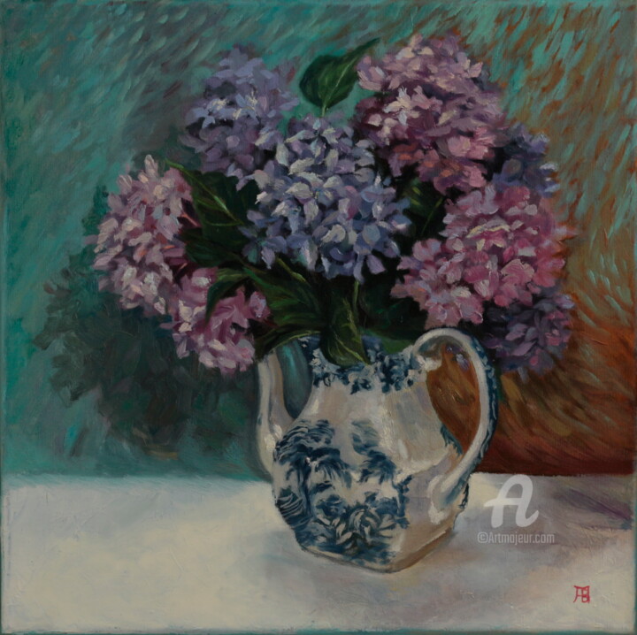 "Hydrangea in an Eng…" başlıklı Tablo Adriana Balynska tarafından, Orijinal sanat, Petrol