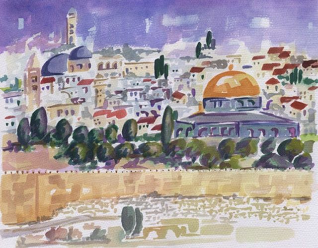 Malerei mit dem Titel "IJ038 - Jerusalem T…" von Adriana Castaneda, Original-Kunstwerk