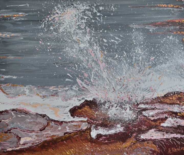 Painting titled "Breaking Waves 2, O…" by Adriana Dziuba, Original Artwork, Acrylic