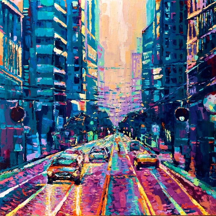 Painting titled "Streets of San Fran…" by Adriana Dziuba, Original Artwork, Acrylic