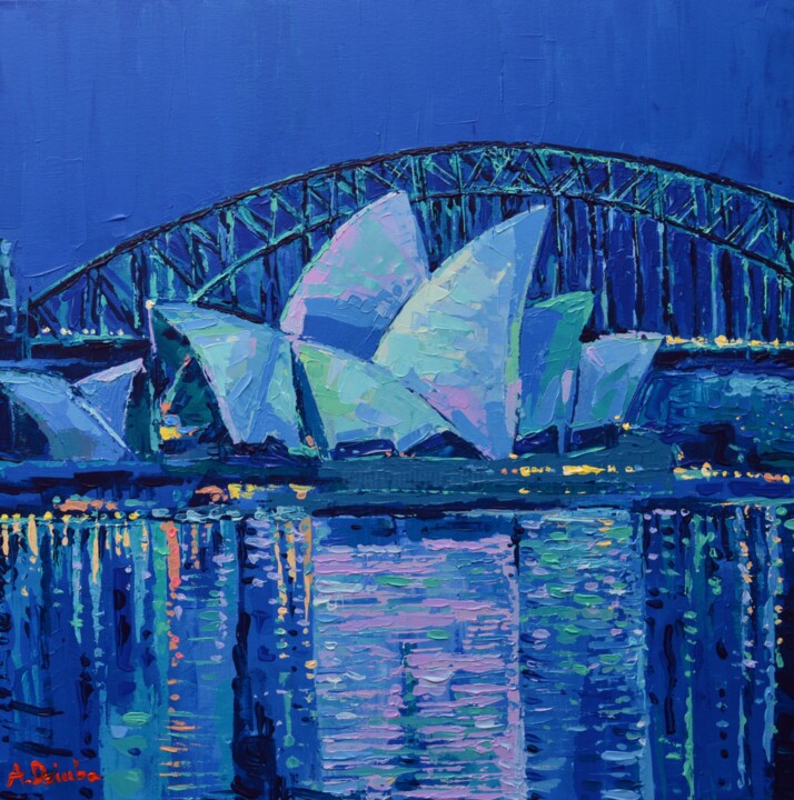 Schilderij getiteld "Sydney Opera House…" door Adriana Dziuba, Origineel Kunstwerk, Acryl